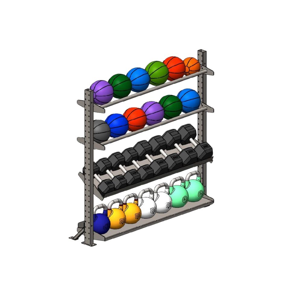 Gym Equipment Barbell Kettlebell Rack Coloured Diagram