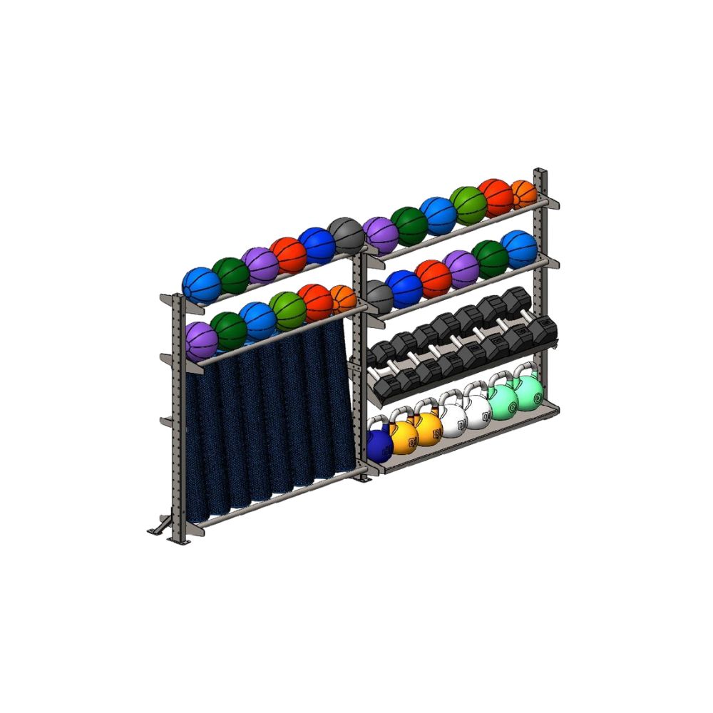 Gym Equipment Barbell Kettlebell Rack Coloured Diagram