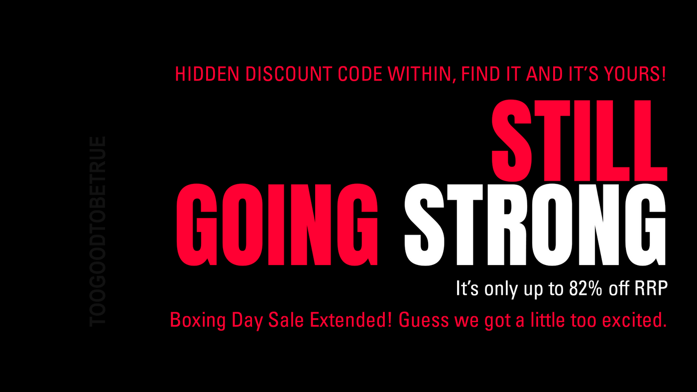 still going strong banner landing page gif - red on black