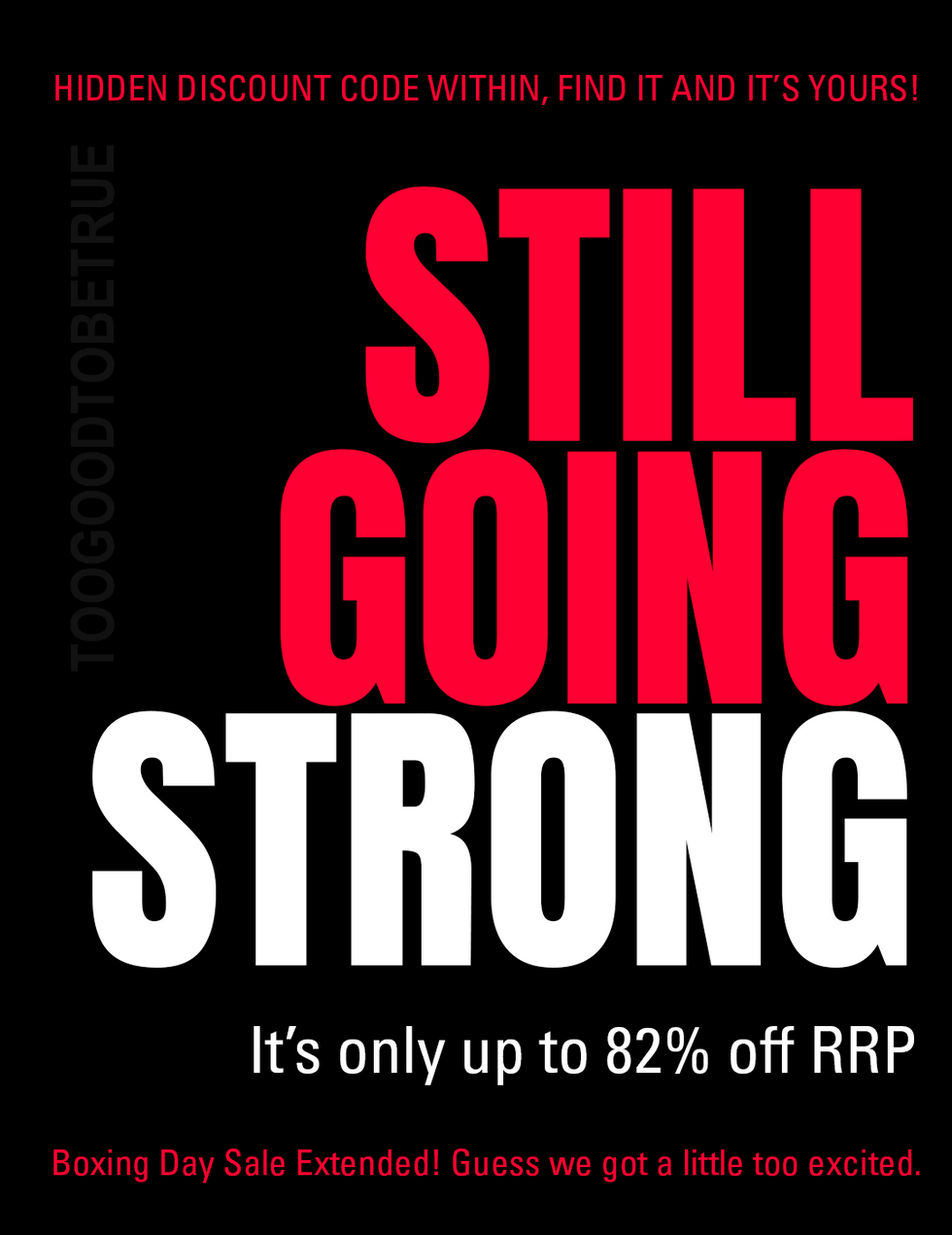 Boxing Day Still Going Strong EDM GIF - red and white on black background