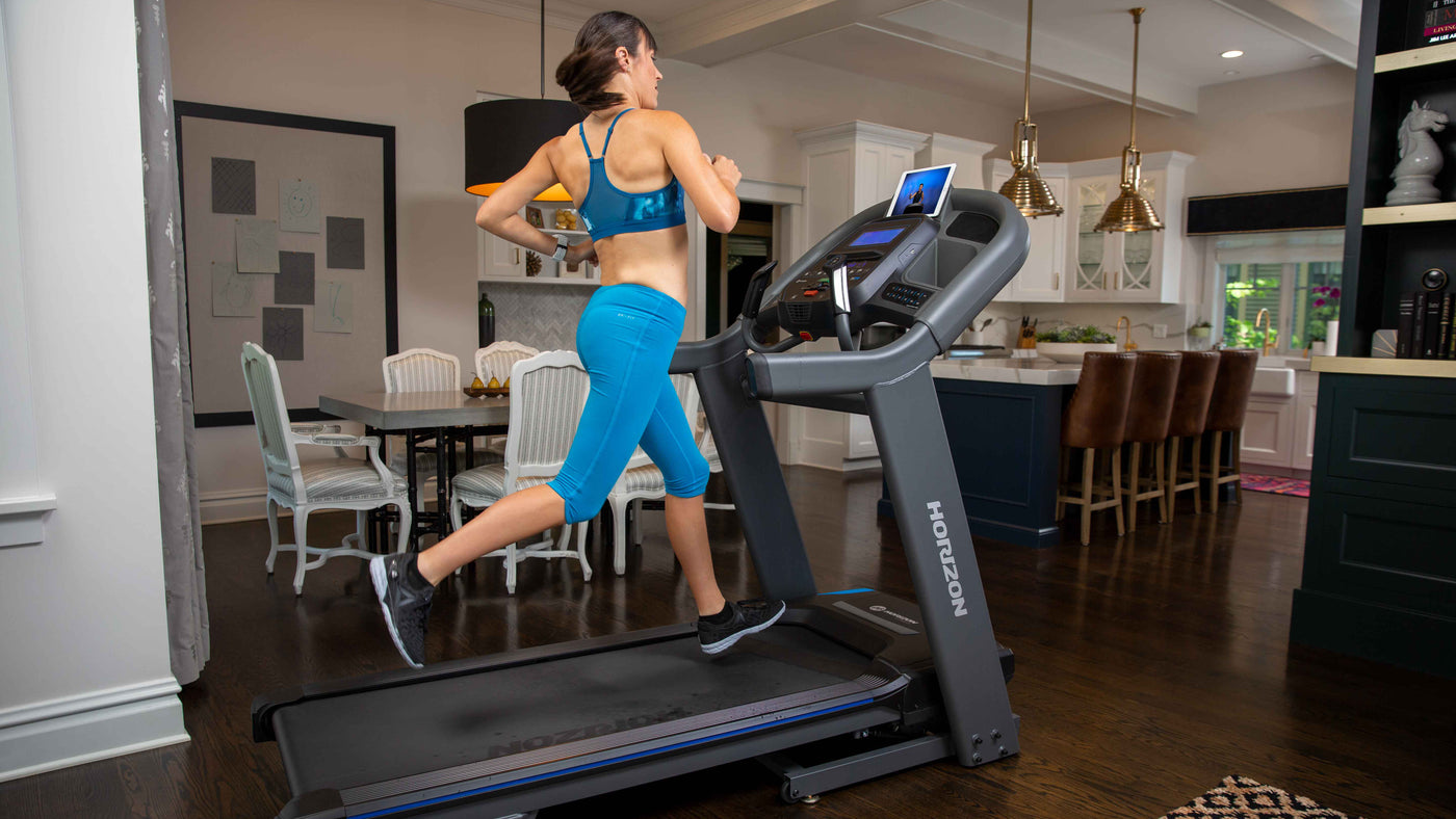 horizon lifestyle 7.4at treadmill - female running indoor