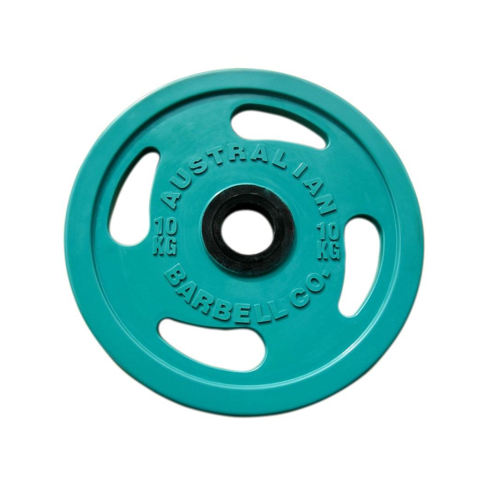 Australian Barbell Company 10KG Teal Coloured Plate - white background
