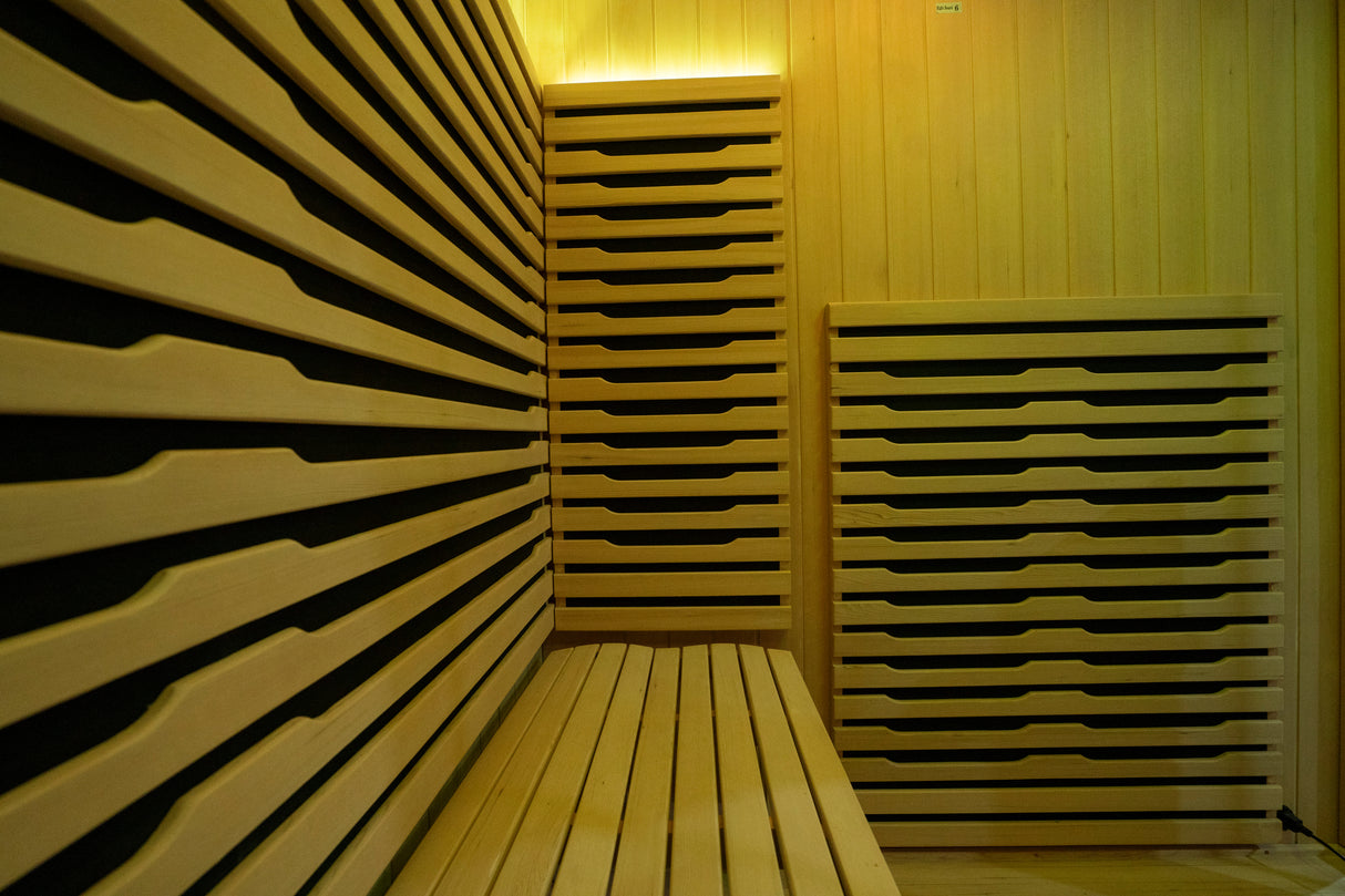 chill bunny indoor sauna interior wood detail