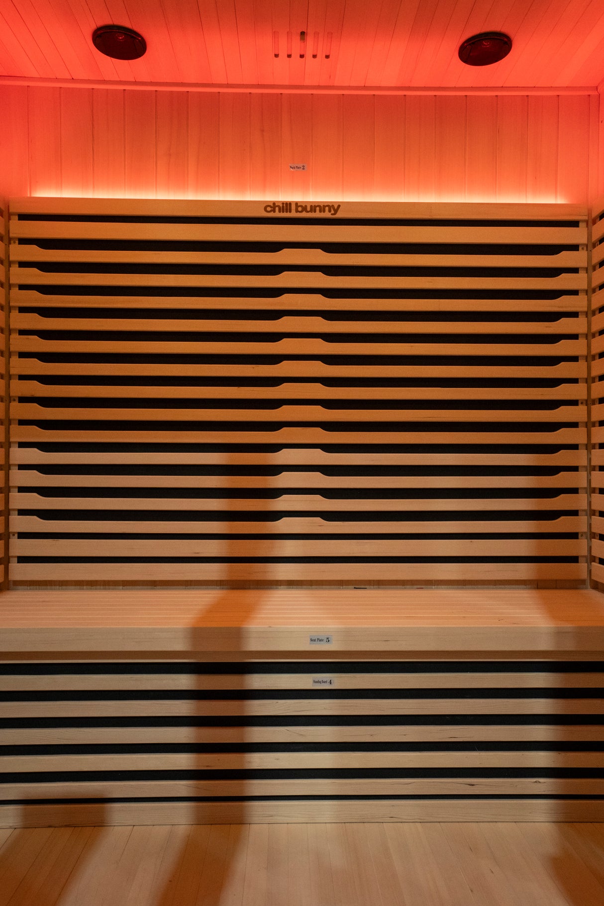 chill bunny outdoor sauna interior detail vertical - wood