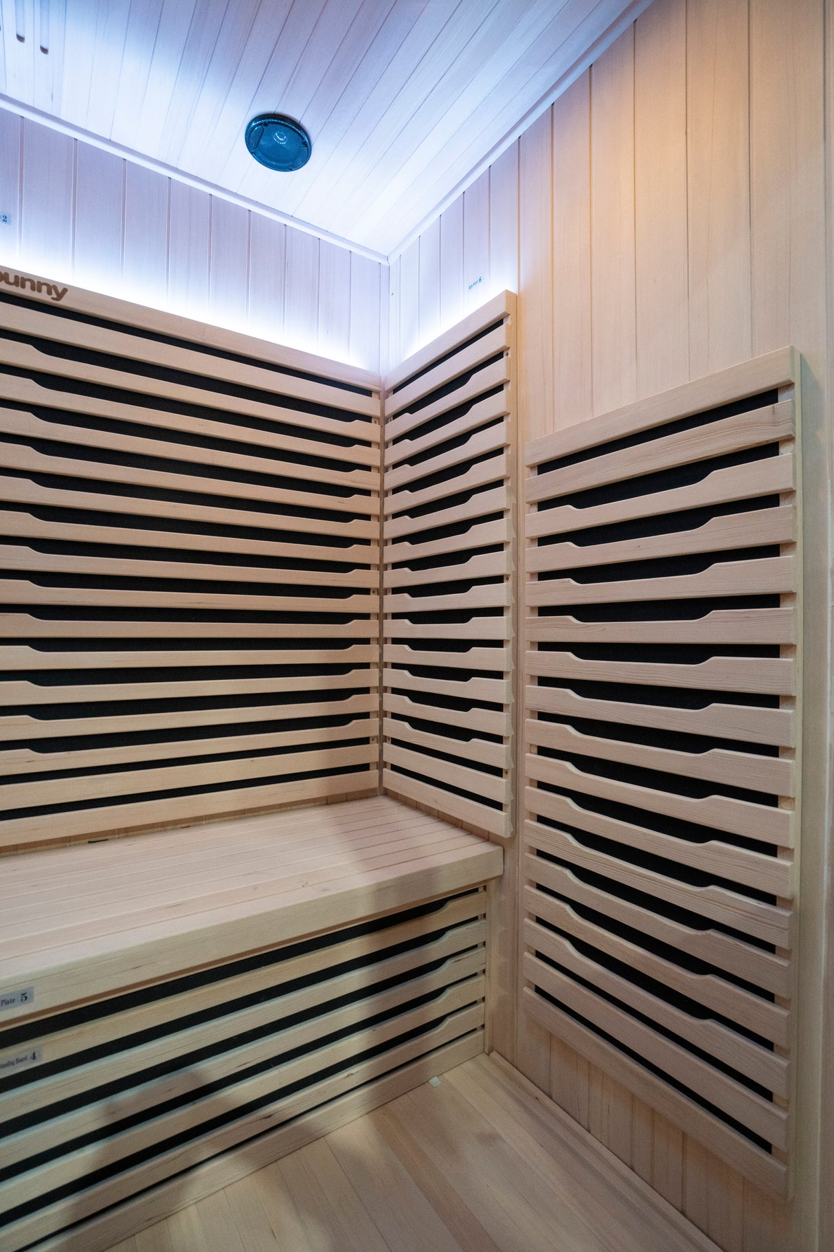 chill bunny outdoor sauna interior vertical detail