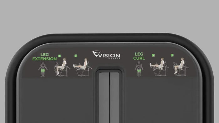 vision fitness optimized movements - leg extension leg curl placard