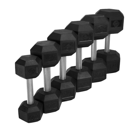 6 12.5KG Dumbbells in Row - white background