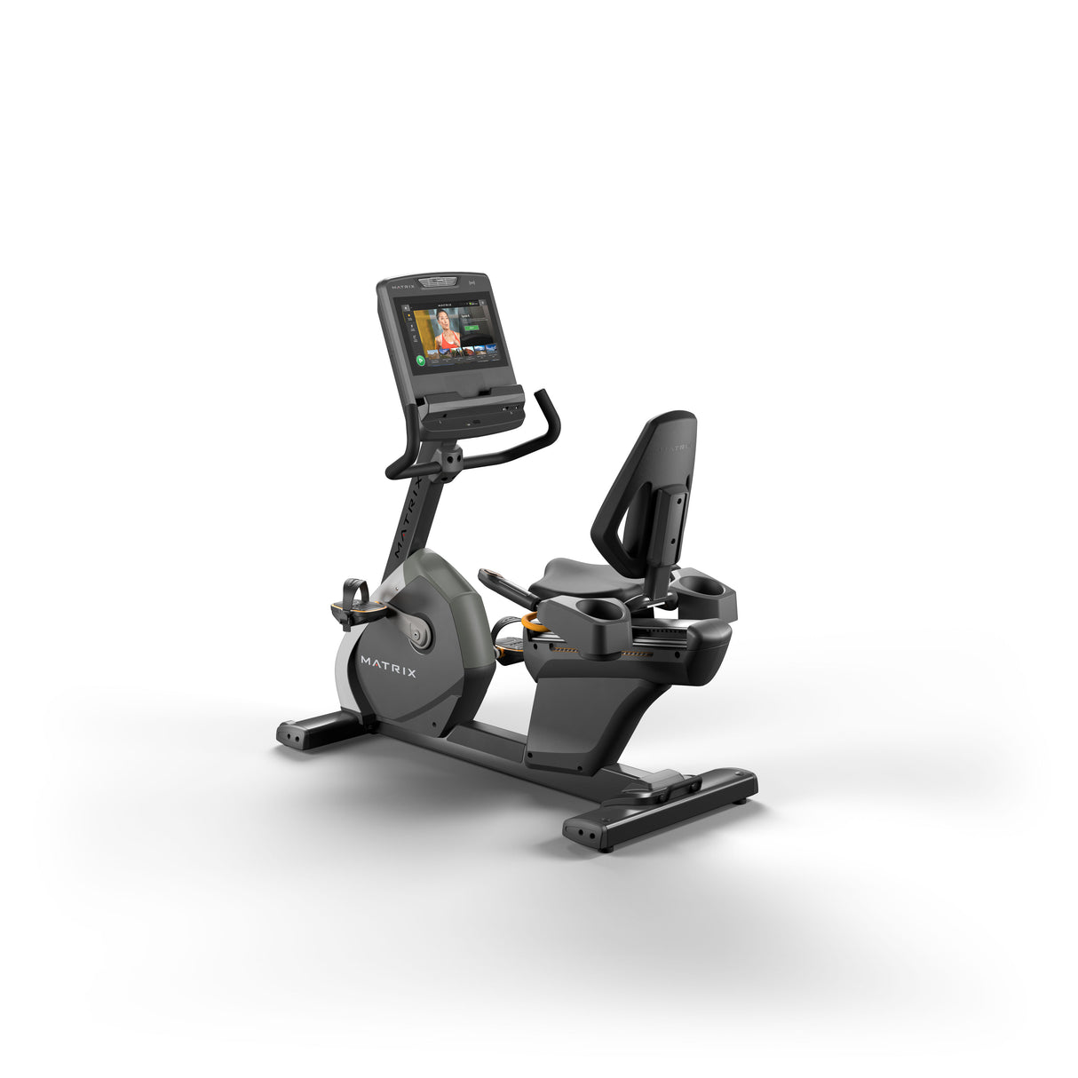 Matrix Performance Recumbent Indoor Cycle with LED Console - white background