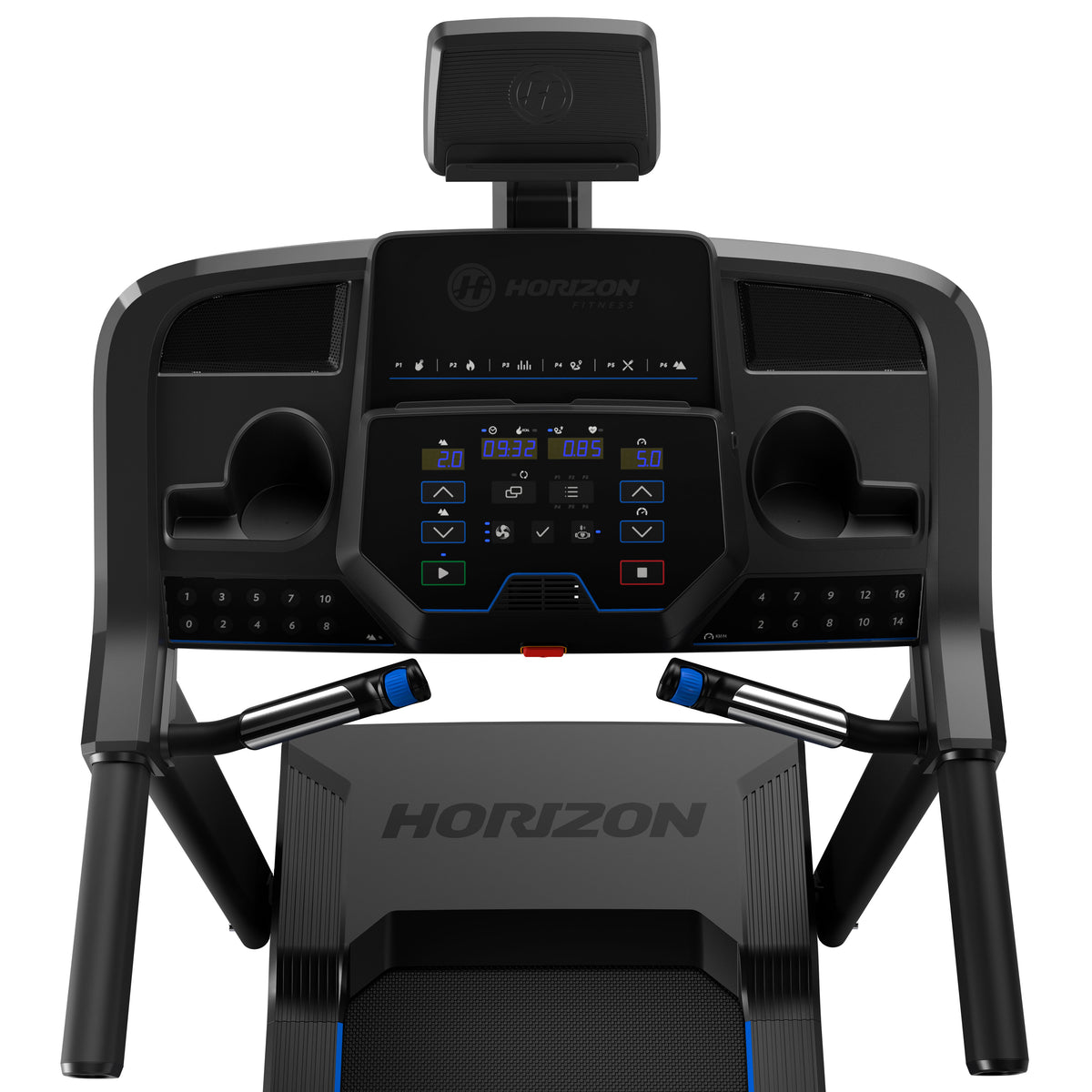 horizon 5.0AT treadmill - product - white background - console detail 