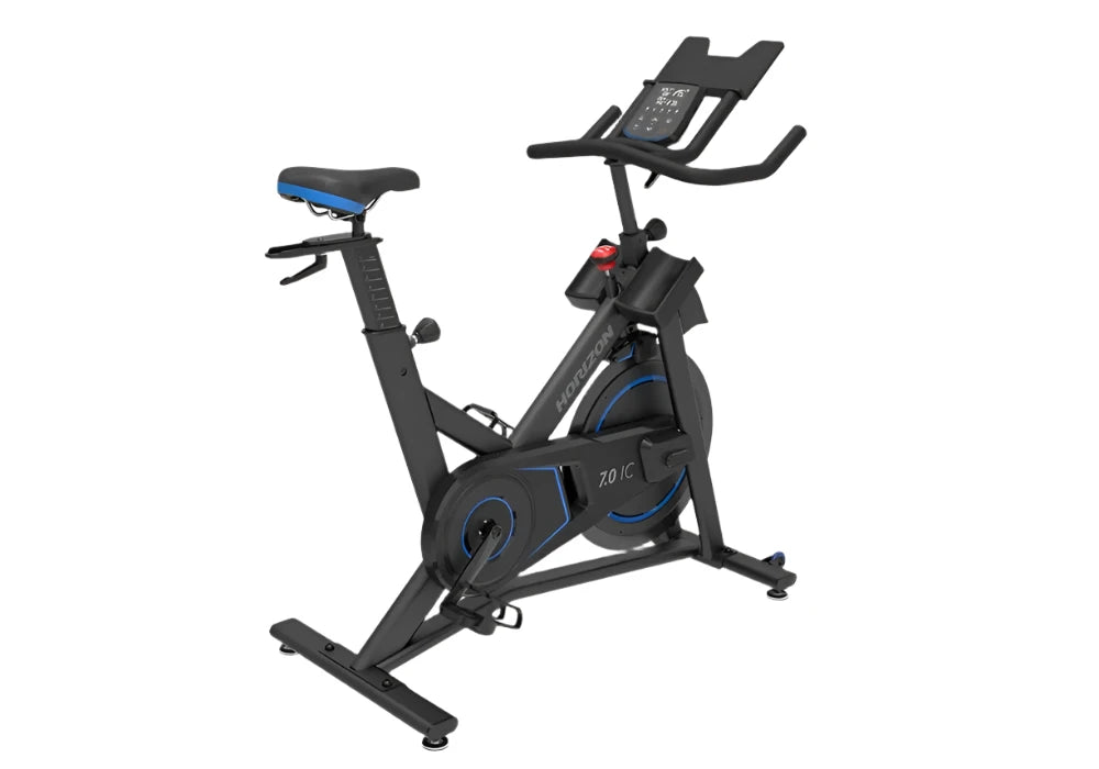 Horizon Fitness 7.0IC Indoor Training Cycle - blue and black - white background 