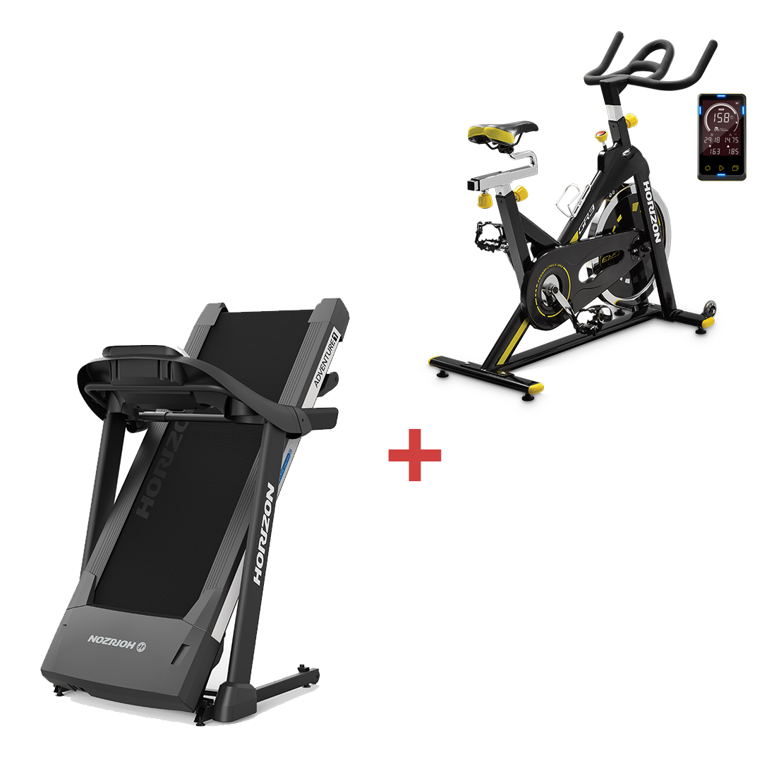 Horizon Adventure 1 Treadmill & Horizon GR3 Indoor Cycle with (LCD Console) Cardio Bundle