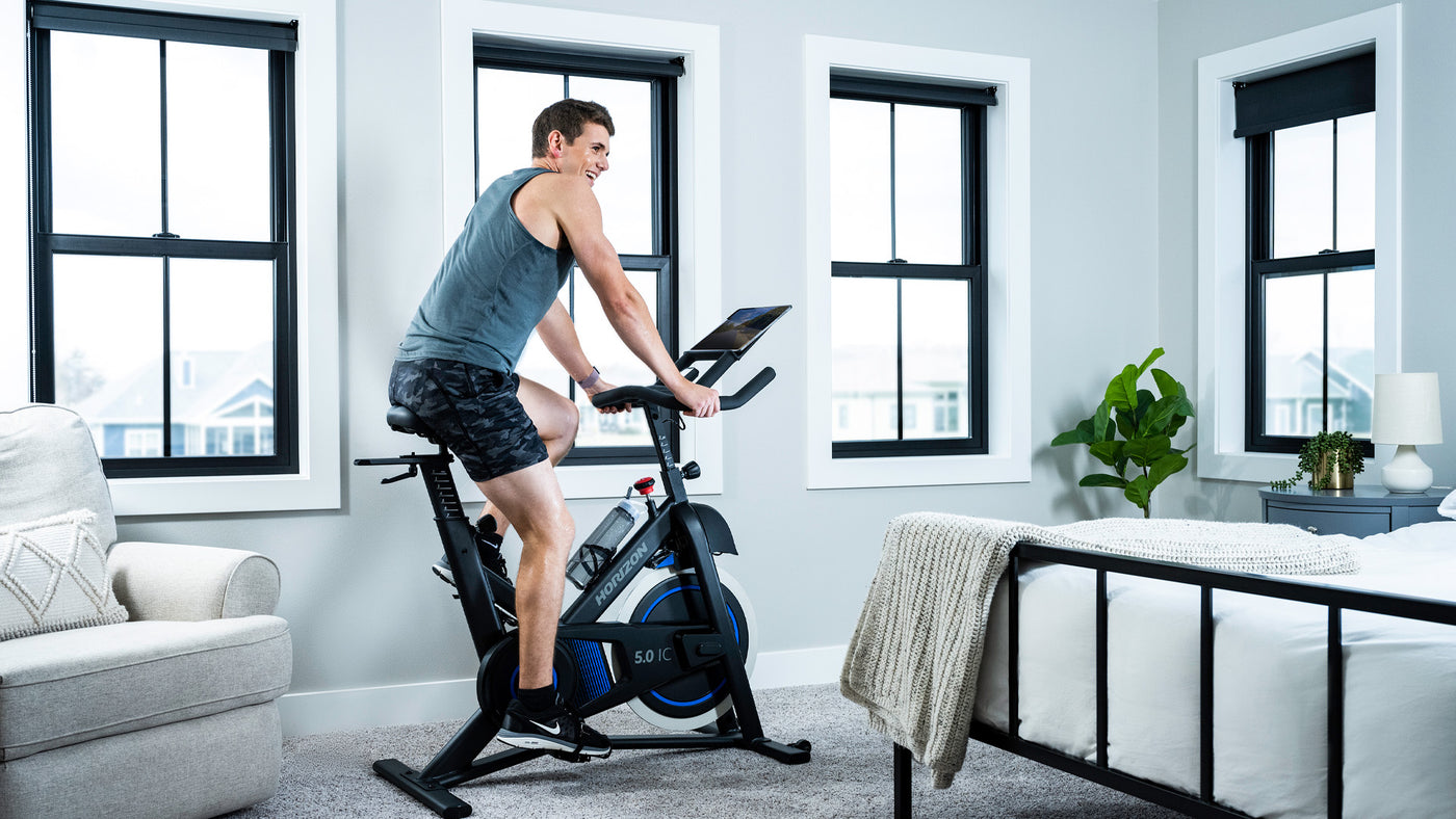 horizon 5.0ic indoor cycle male riding bedroom 