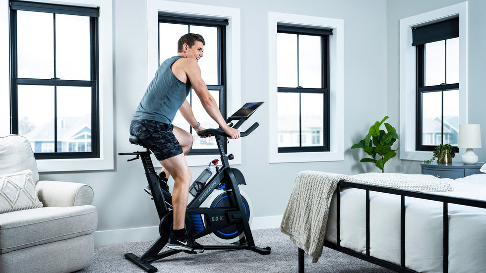 horizon 5.0ic indoor cycle male riding bedroom 