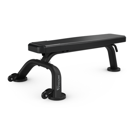 Vision fitness flat bench with wheels - png