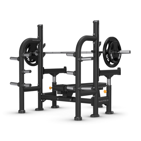 matrix olympic flat bench with safety arms 